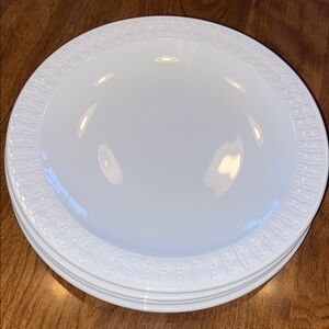 Four Corning Centura White Tulips Salad Plates